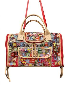 DOONEY & BOURKE Y2K MULTICOLOR PVC GRAFFITI ‘DOODLE’ DOG/PET CARRIER - 18 x 11